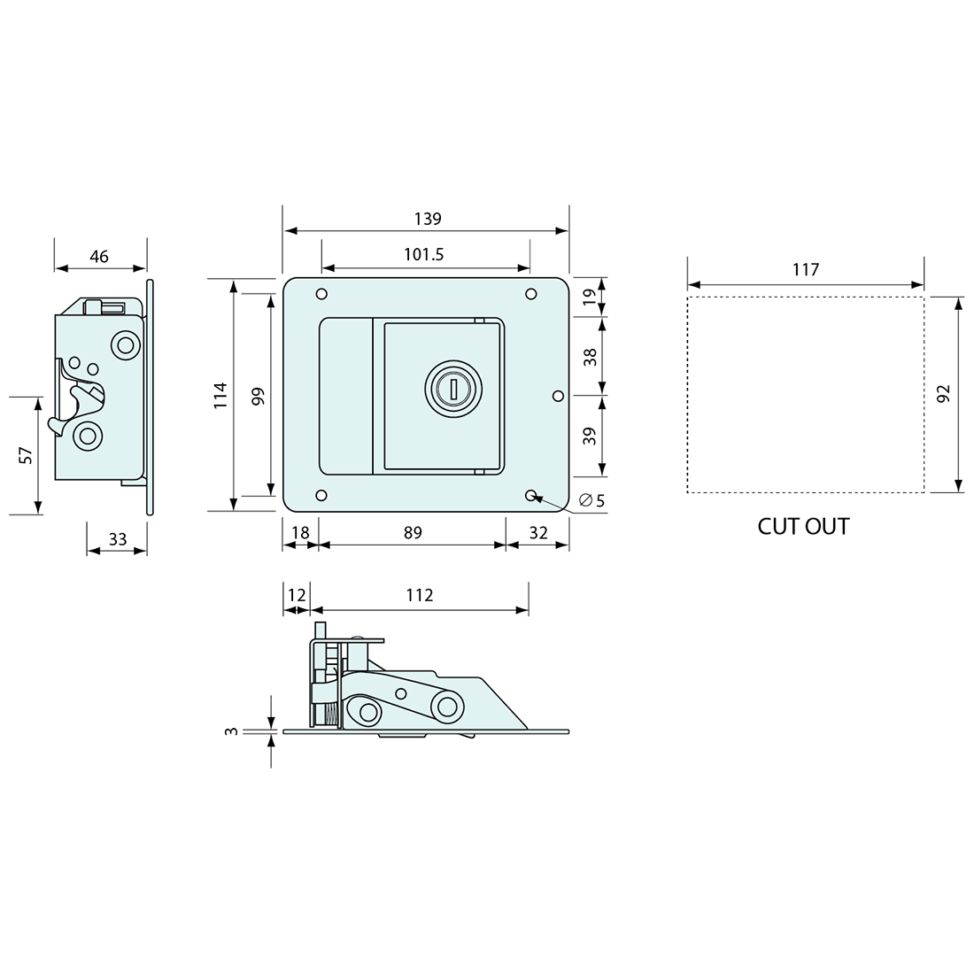 Rotary Paddle Latch Heavy Duty Locking Zinc 139mm